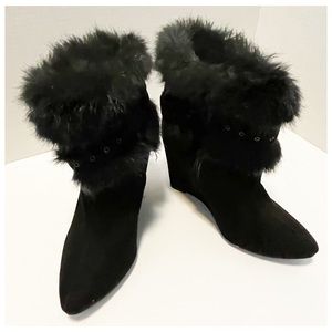 Black Fur Top Booties